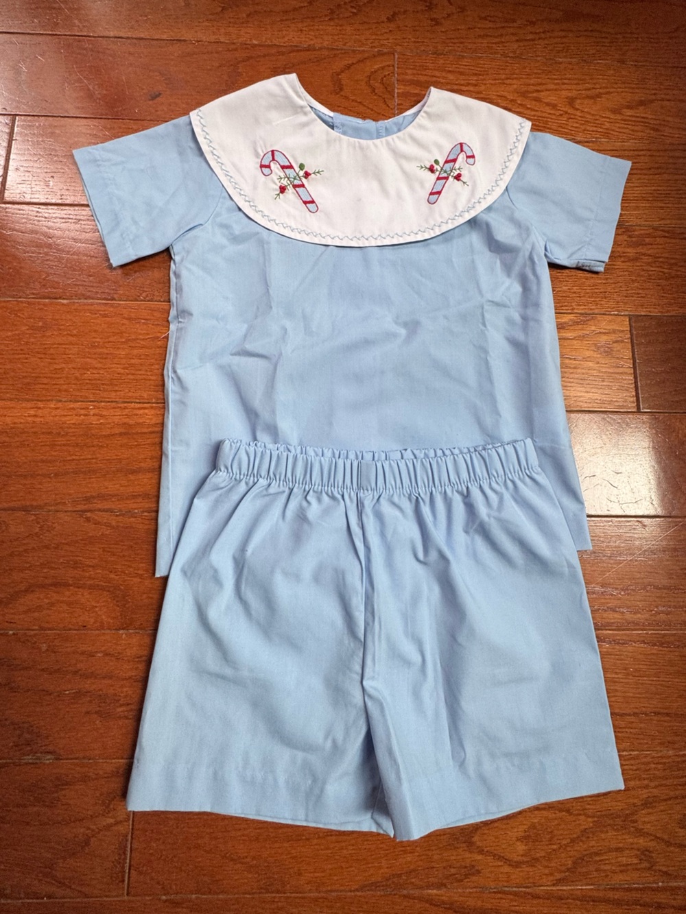 Light Blue Boy Holiday Set with Candy Cane Collar 4T | Lullaby Set